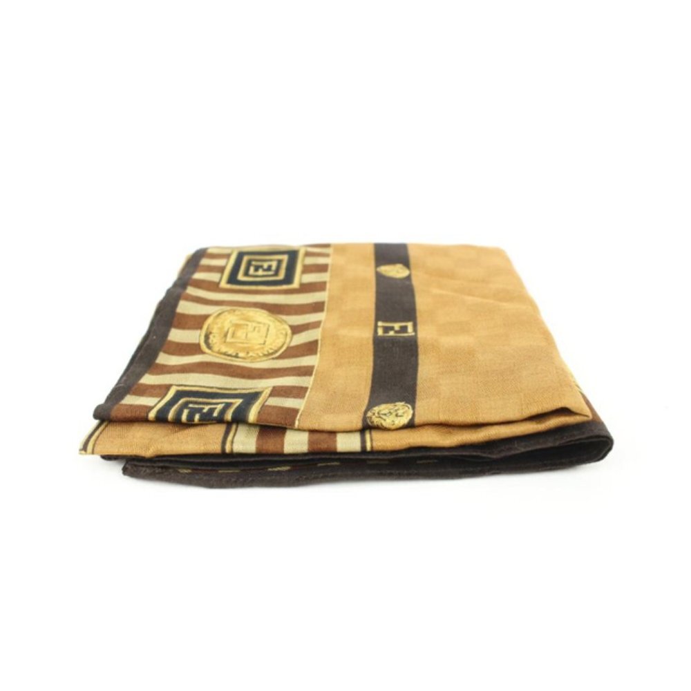 Fendi Brown x Black x Gold FF Zucca Logo Scarf 2f815a - Picture 4 of 12